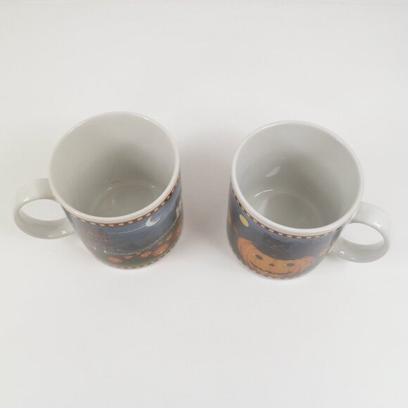 Two Vintage Halloween Mugs 2002 David Carter Brown Pumpkin Hollow Series Sakura - Picture 10 of 12